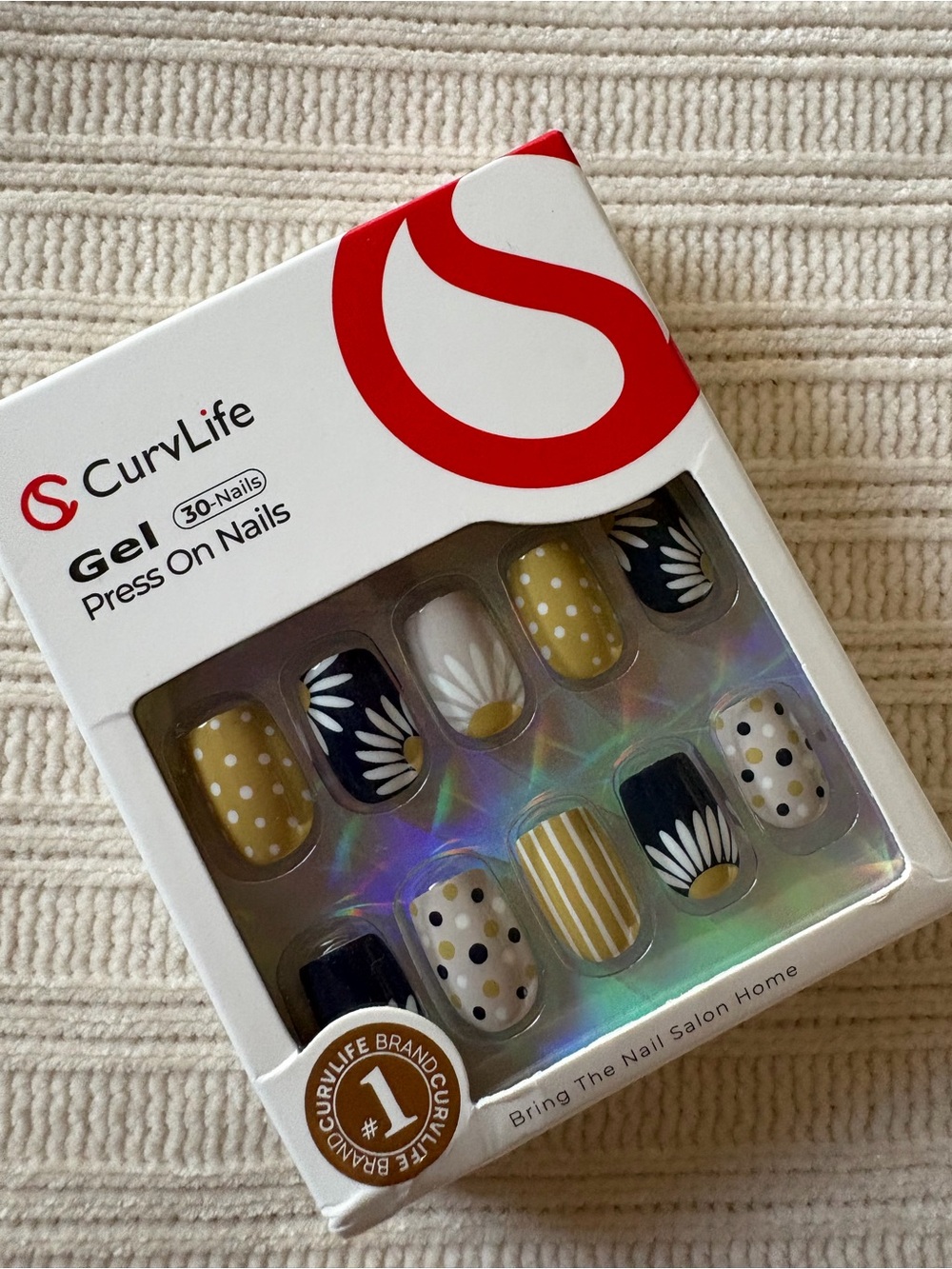 Curvlife Sunflowers Yellow & Navy Gel Press-On Nails